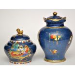 Royal Cauldron powder blue ground 'Mayfair' pattern vase and cover,