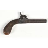 An early 19th Century percussion pistol, the 40 bore octagonal barrel with proof marks,