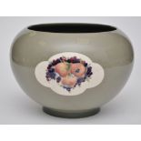 Moorcroft reserve panel jardiniere, of ovoid form with inturned rim, green ground,
