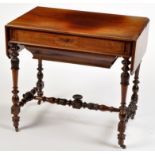 A Victorian walnut Sofa type work table,