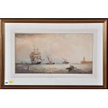 Norman Septimus Boyce (1895-1962) A sailing ship entering the Tyne, signed, watercolour, 24.5 x 47.