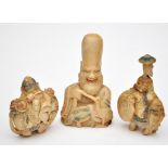 Three Chinese carved ivory snuff bottles, in the form of an elephant,