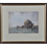 David Thomas Robertson (1879-1952) A hay cart in a field, signed, watercolour, 20 x 28cms; 8 x 11in.