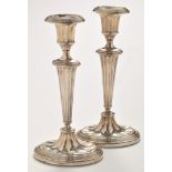 A pair of Edwardian candlesticks, by Atkin Brothers, Sheffield 1903,