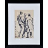 Norman Stansfield Cornish (1919-2014) A study of three men standing chatting,