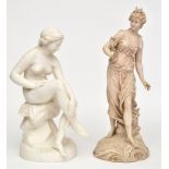 A Parian ware figure of Diana, height 48cm, "RW" pad mark, impressed no.