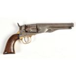 A mid 19th Century percussion cap five shot revolver, style of a Colt model 1861 Navy,