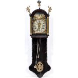 A 19th Century Dutch stained pine wall clock, the 8 1/2in.