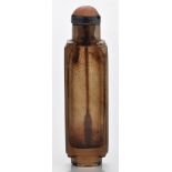 Smoky quartz elongated square section snuff bottle,