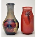 Moorcroft 'Flamminian Ware' vase, the neck with three roundels with glaze trails, height 12.