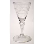 Engraved Silesian stem wine glass,