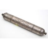 Silver metal scroll holder and screw cover of 'Islamic' interest,