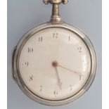 James Malbranche, London: a George III silver pair cased open faced fusee pocket watch,