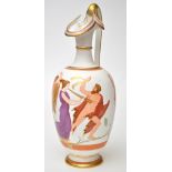 Bone china ancient Greek style wine jug, Oniochoe, painted in mauve,