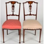 A pair of Edwardian Art Nouveau mahogany chairs,