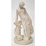 Two Parian ware figures of classical maidens, both with their heads cast downward,