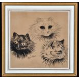 Louis Wain (1860-1939) "Three Persians" signed; with inscription on a gallery label verso,