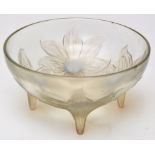 Lalique opalescence and frosted glass 'Lys' bowl, diameter 24cm, moulded "R. Lalique", "R.