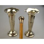 A pair of silver tapering vase-flutes wi