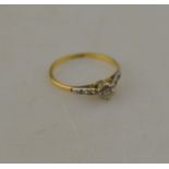 A single stone diamond ring, yellow and