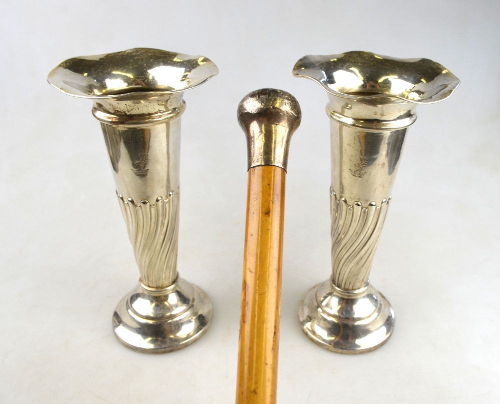 A pair of silver tapering vase-flutes with flared rims and reeded and fluted stems, - Image 6 of 8