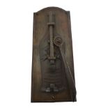 A French cast iron wall-mounted wine-bottle opener with rack action,