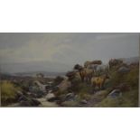 Tom Rowden (1842-1926) - A pair - On the Tavey, Dartmoor, and Departing Day, Dartmoor, watercolour,