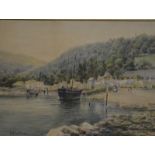 E A Saltoner - 'Nautilus at Lynmouth,' estuary scene, watercolour, signed lower left,