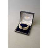 Asprey -  a triple row uniform cultured pearl bracelet to match lot 150, approx 9mm diam, with two