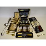 A quantity of electroplated flatware and cutlery - loose and cased,