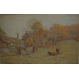 Wilmot Pilsbury (1840-1908) - Autumn Gold, Porlock, watercolour, signed and dated '89,