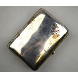 A silver cigarette case with button catch and gilt lining, Samson Morden & Co.