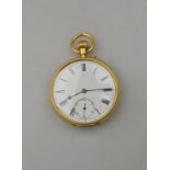 A late Victorian gentleman's 18ct gold open-faced pocket watch with top-wind movement no.26710,