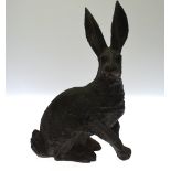 A brown patinated bronze hare, seated but alert, second half of 20th century, 34 cm high Condition