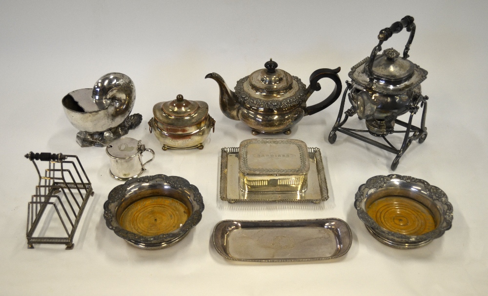 A quantity of 19th century plated wares, including Regency sugar basin and cover,