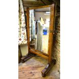 A Regency rosewood framed cheval mirror,