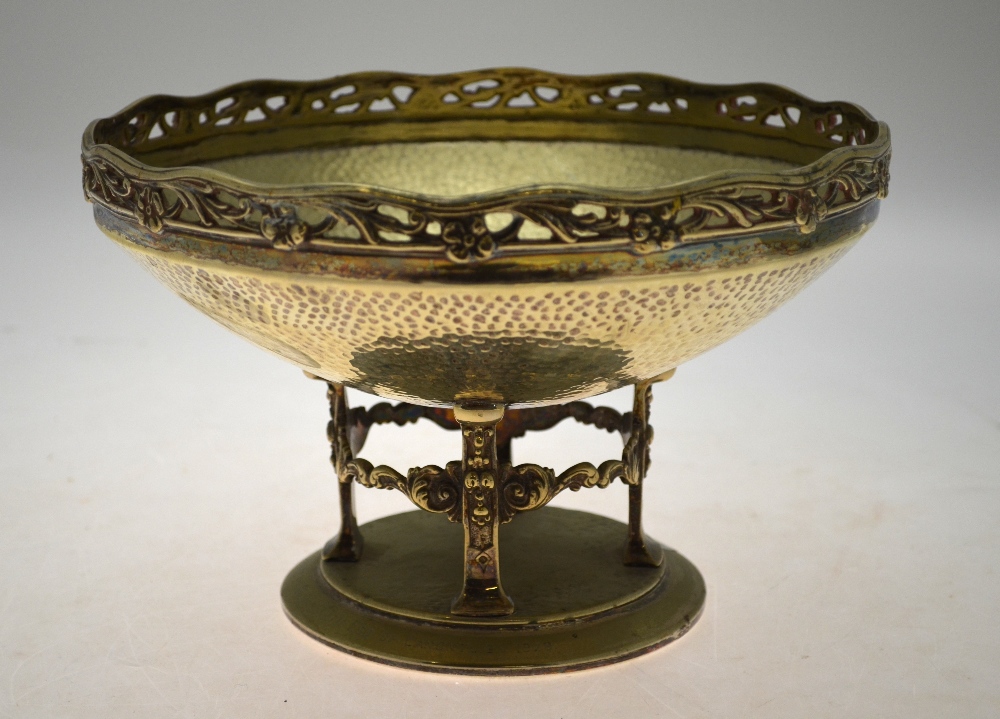 An electroplated square dish, chased and embossed with flowers, on cast scroll feet, 35 cm, - Image 2 of 6