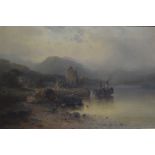 M Sinclair (fl 1890-1911) - Paddle steamer beside Carrick Castle, Loch Goil, oil on canvas, signed