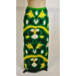 A 1970s wool-worked skirt in floral pattern of yellow/white/green from Madeira,