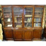A Victorian mahogany breakfront library bookcase,