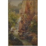 W H Sweet - Old Mill, Lynton, watercolour, signed lower right, 26.