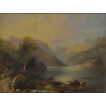 W Retham? - Ullswater, oil on card, signed and dated 1865 lower right,