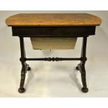 A Victorian walnut work table,