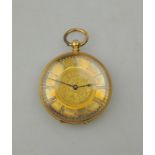 A somewhat similar fob watch with 18k engraved outer case, gilt dial and key-wind lever movement, by