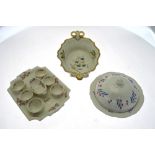 A Ridgway rectangular egg cup stand c/w six egg cups circa 1820s to/w a Ridgway muffin dish