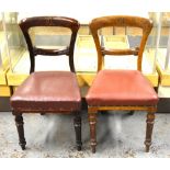 A pair of Victorian mahogany side chairs engraved to the bar backs 'M' for Midland Railway Co.