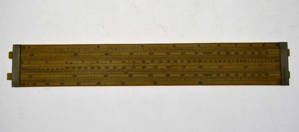 A Dring & Fage ivory brewery gauger's slide rule with nickel straps and two slides, in leather case, - Image 6 of 7
