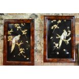 A pair of Japanese shibayama and lacquer panels,