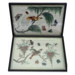 Two Chinese paintings on pith paper, birds and insects, 25 x 16 cm, framed and glazed Condition