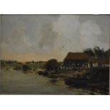 W G F Janson - A rural riverside scene, oil on canvas, signed lower left, 28 x 38 cm,